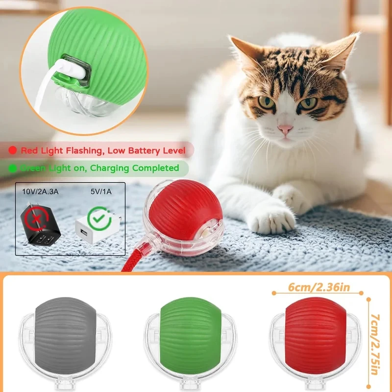 Automatic Rolling Interactive Ball Toy, Rechargeable Smart Pet Electric Toy with Faux Tail, Imitate Mouse for Dog Cat Training view 6