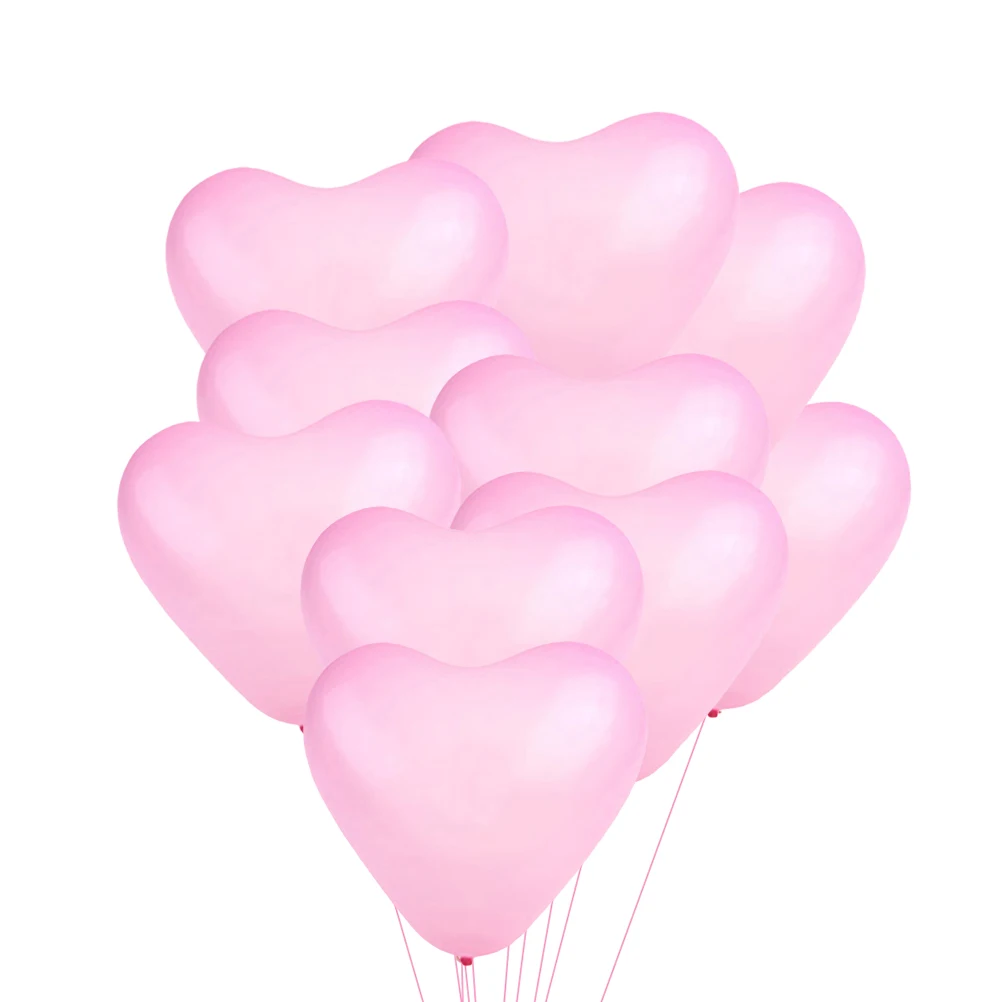 

100pcs Romantic Heart Shape Balloons Creative Party Balloons Decorative Balloons Party Supplies Favors for Wedding (Pink)