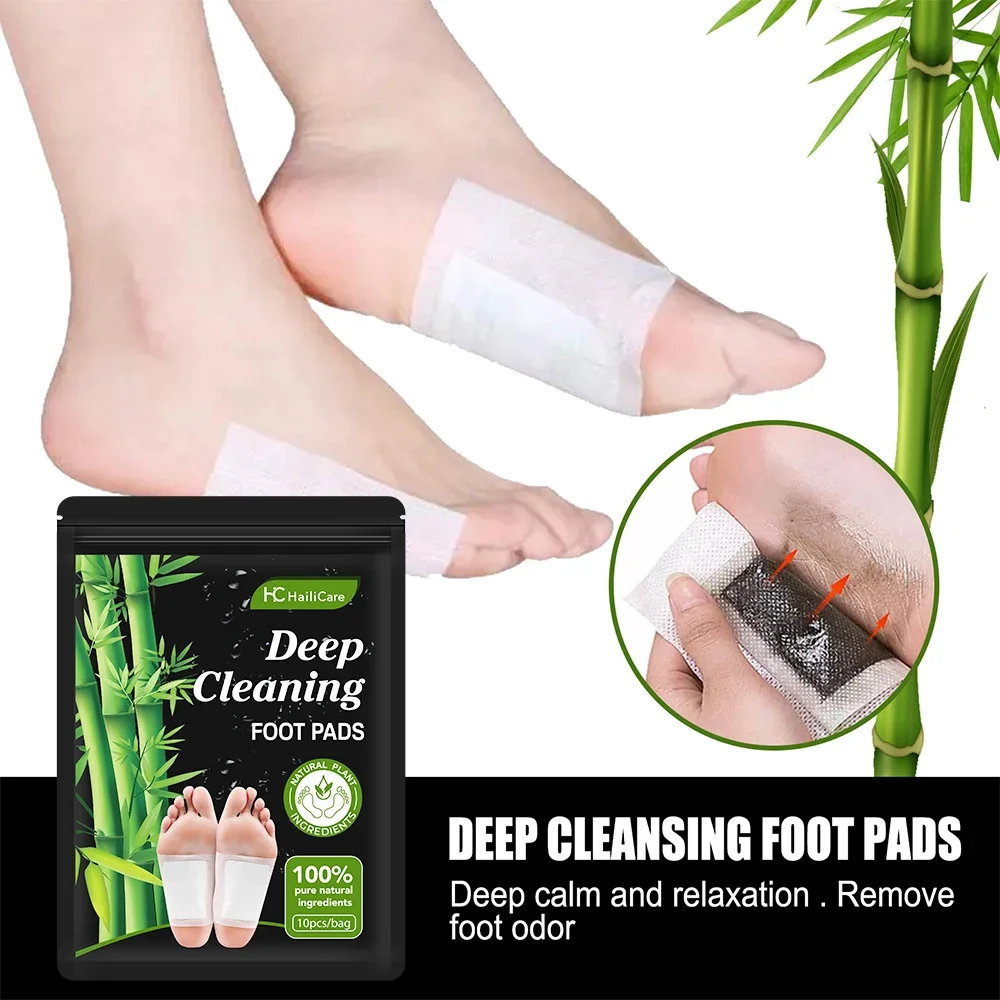 10Pcs/Bag Detox Foot Patches Wormwood Bamboo Charcoal Improve Sleep Relieve Fatigue Eliminate Dampness Boost Metabolism Foot Pad
