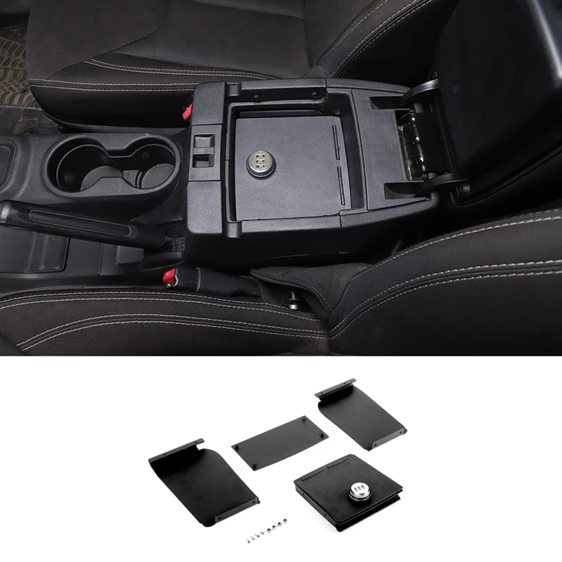 Center Console Lock Safe Box For 2011-2017 Jeep Wrangler JK Armrest Vault Organizer Tray With 3 Digit Combo Password