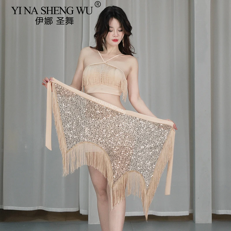 

Belly Dance Hip Scarf Spring Summer Dance Practice Top Tassel Hip Towel For Women Oriental Dance Practice Performance Dance Wear