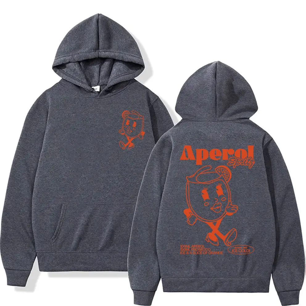 Funny Aperol Spritz Cocktail Graphic Hoodie Men Women Cute Vintage Cartoon Pullover Hoodies Men Casual Fashion Hooded Sweatshirt