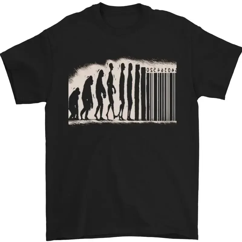 T-shirt en coton 100% pour hommes, Barcode Evolution, anti-capitaliste, anarchie