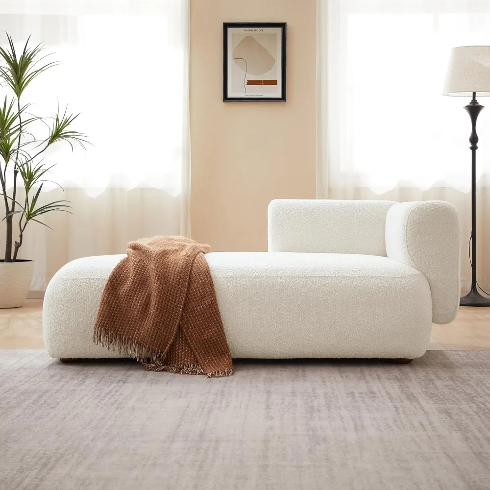 كرسي صالة Boucle Chaise الحديث، أثاث غرفة المعيشة الداخلية، تصميم منحني، أبيض كريمي #5