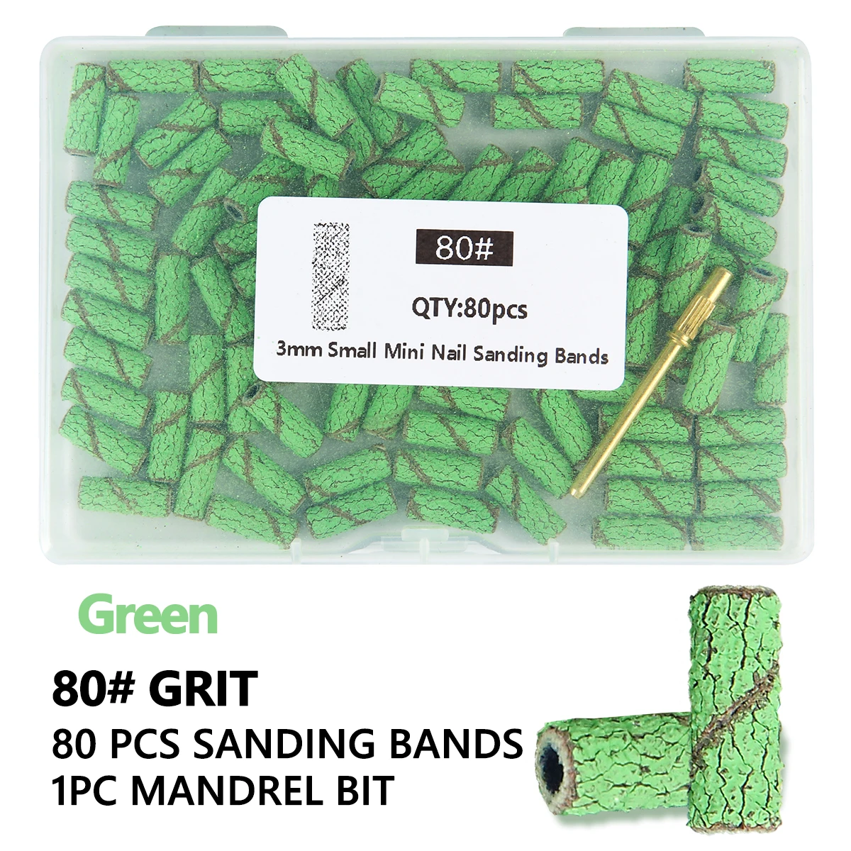 81(80+1)Pcs Professional Nail Drill Sanding Bands, Nail Drill Bits for Manicure and Pedicure Tools, 3mm Small Mini Nail Sanding