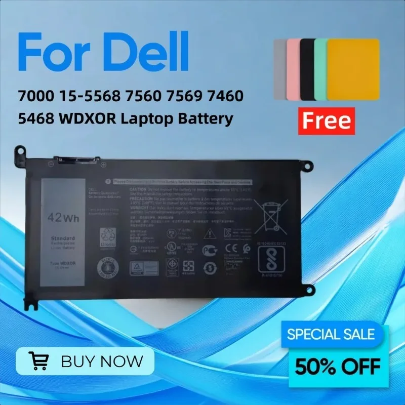 

Аккумулятор для ноутбука Dell 7000 15-5568 7560 7569 7460 5468 WDXOR, коврик для мыши