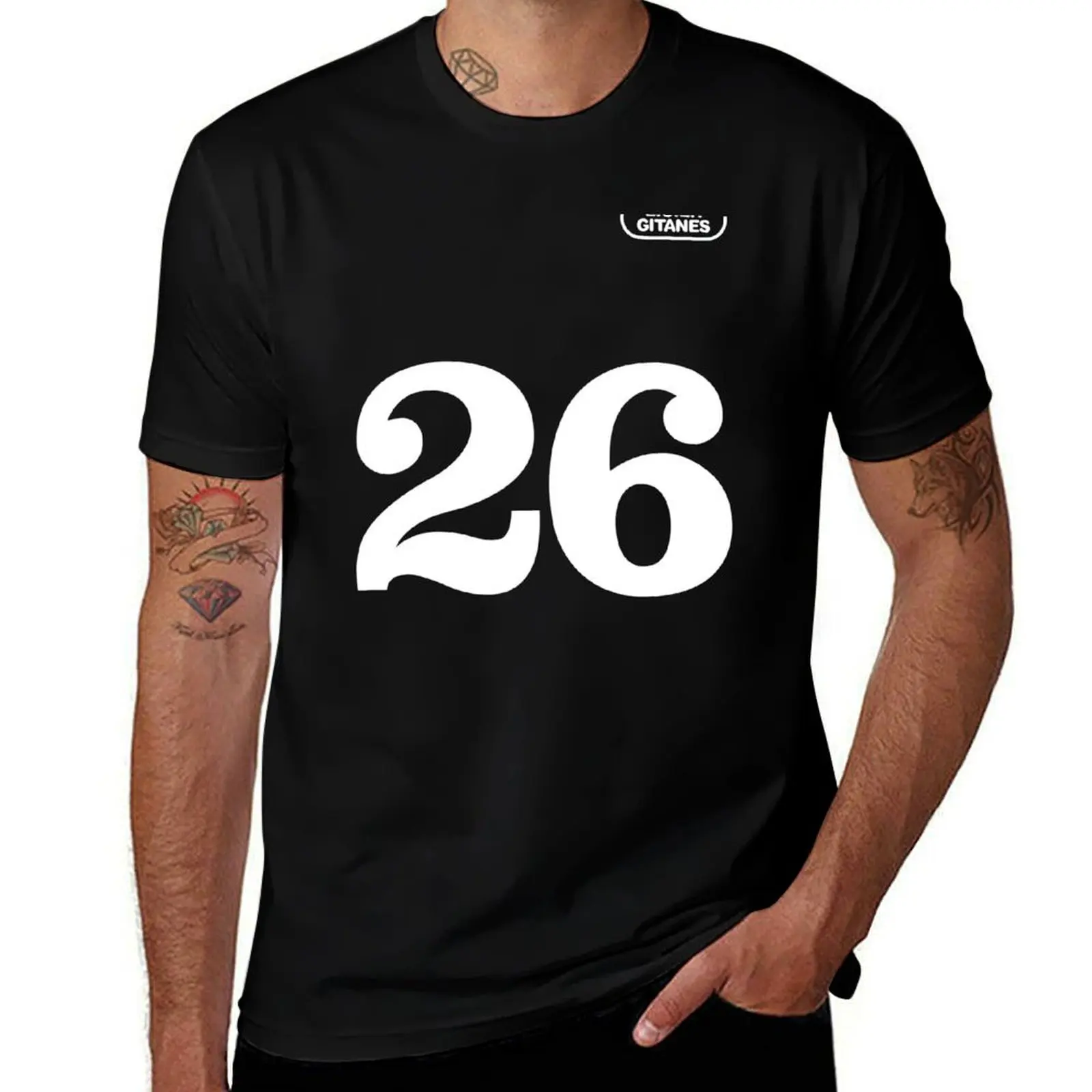 Ligier Gitanes Jacques Laffite sacred 26 number ! - white print T-Shirt Retro Style Print Casual Top T-Shirt