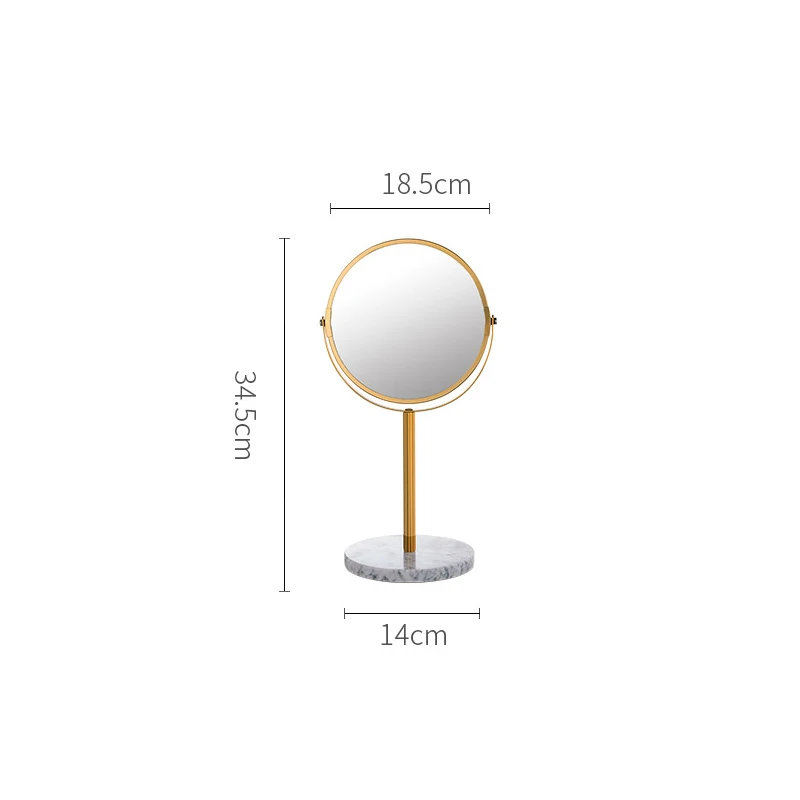 Natural Marble 360 Rotating Makeup Vanity Mirror Golden Desktop Double Sided 2X Magnifier Stand Bathroom Accessories