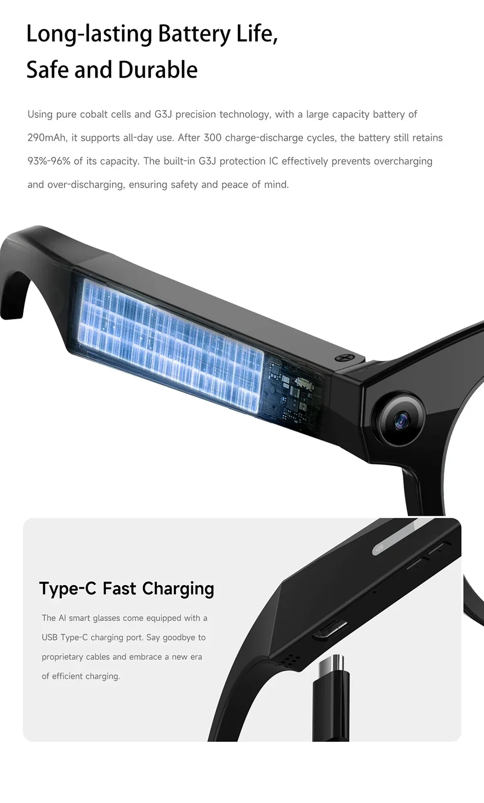 OnePlus 8KHD Smart-Brille 1200W Pixel Kamera Bildaufnahme KI-Übersetzung Konversationsaufzeichnung Musik Smart-Brille 2026 Neu – Detail 5