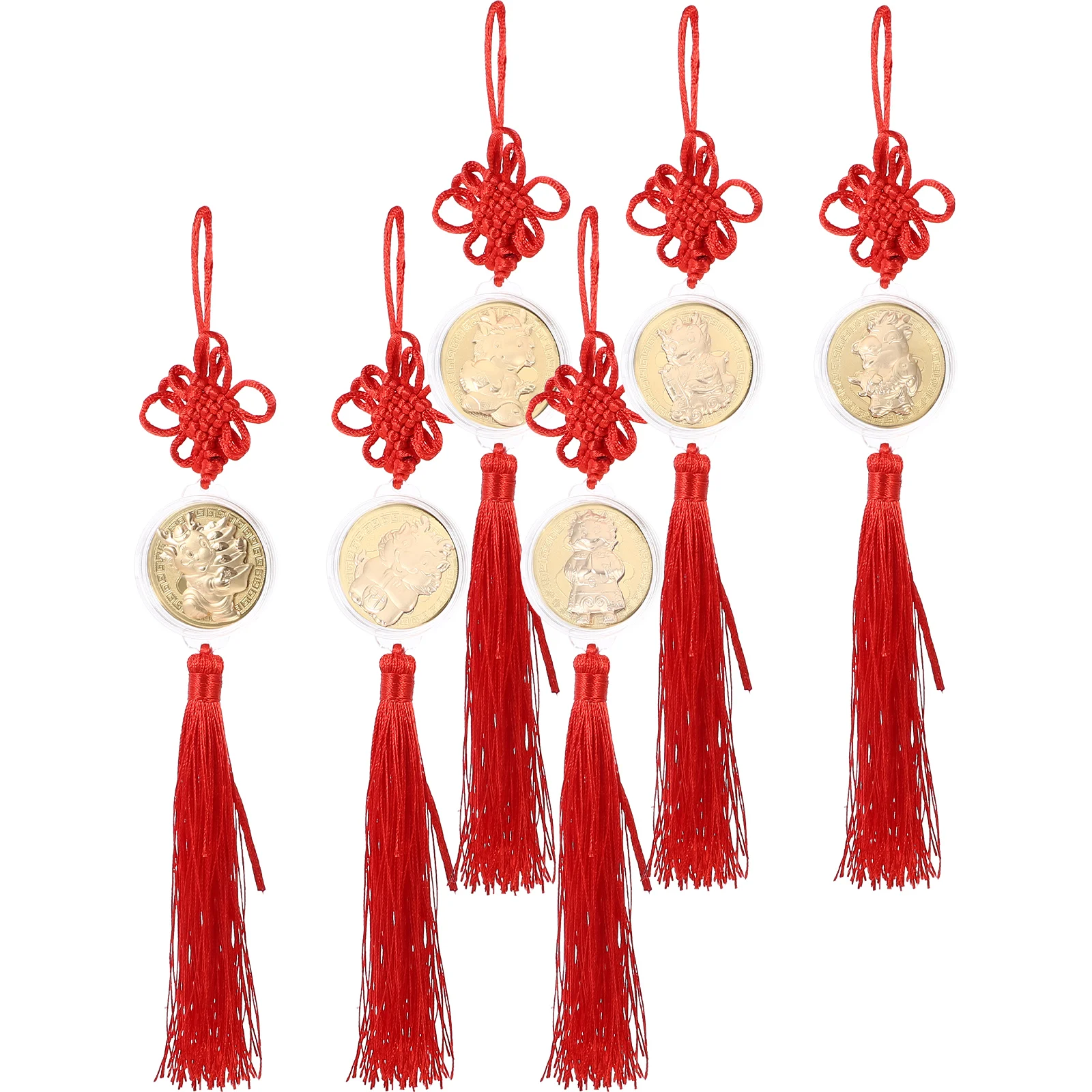 

6pcs Dragon Year Pendant Red Chinese Knot Car Spring Festival Decor Bonsai Home Party Supplies New Years Luck Fortune