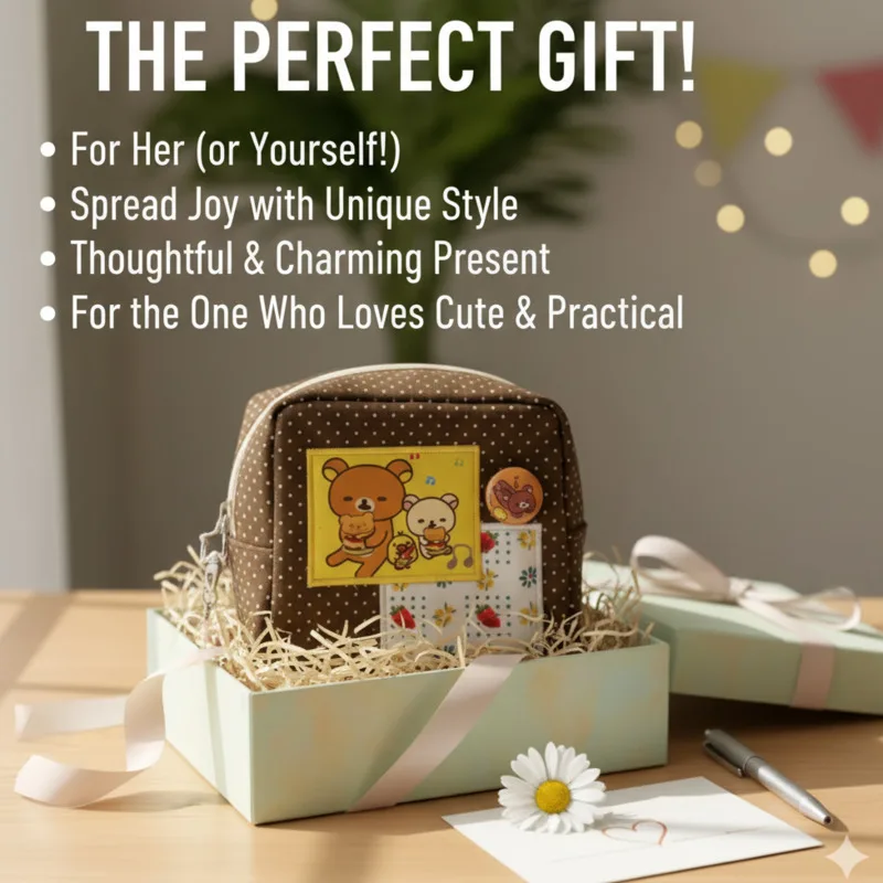 

Rilakkuma Wallet Embroidery Y2K Makeup Bag Tote Bag Patchwork Printed Miscellaneous Storage Bag High Capacity Portable Bag New