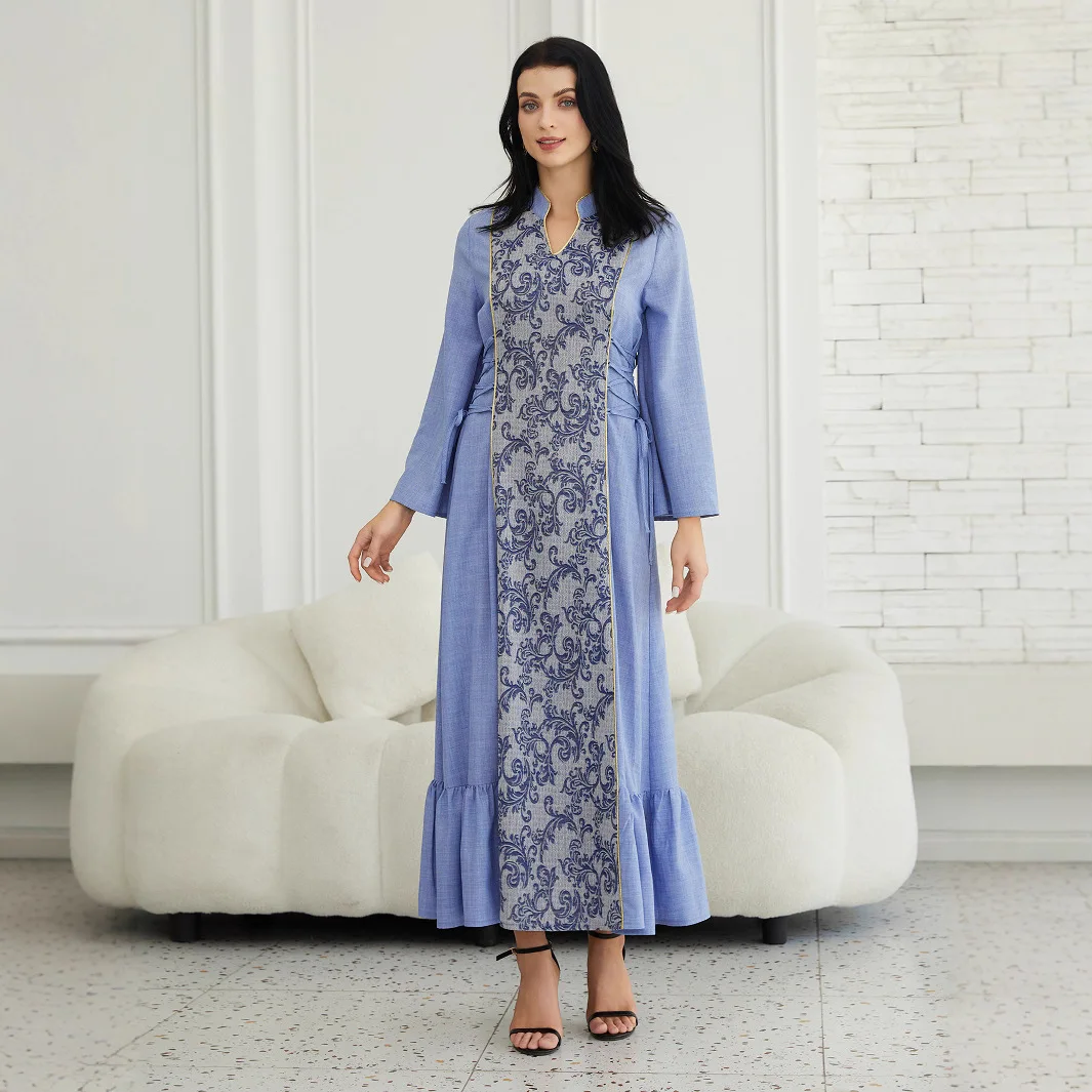 Muslim Islamic Luxury Abaya Embroidered Flower Hoodie Abaya Conservative Long Sleeve Abaya Designer Dubai Printed Robe 2