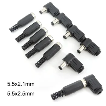 5.5Mm * 2.5Mm 2.1Mm Dc Mannelijke Vrouwelijke Stekker Jack Aansluiting Adapter Rechte Rechte Hoek 90 Graden Power Connector 5.5*2.5Mm 5521