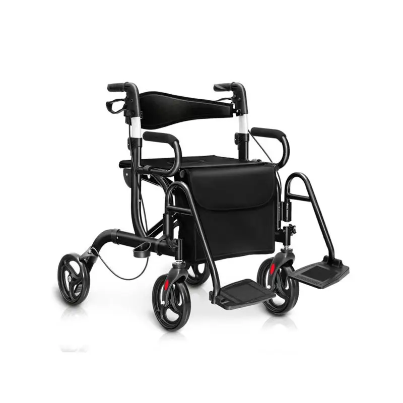 

Folding Rolling Walker Transport Wheelchair with Lightweight Frame and Easy-to-Use Design for Enhanced Mobility and Support