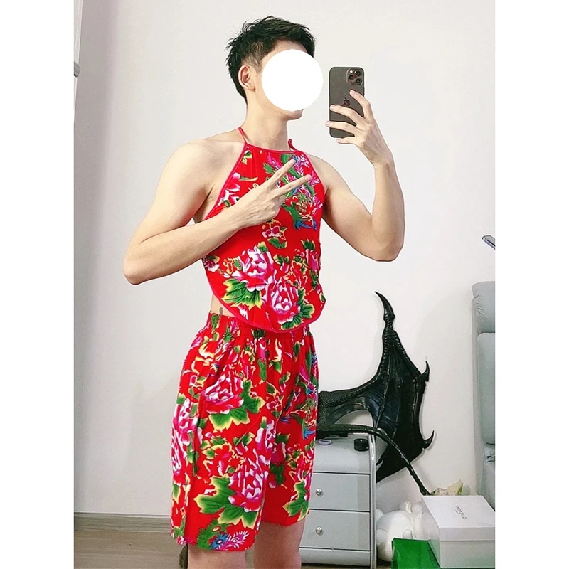 

Oversize Beach orts Men's Sle Northeast Big Flower Briefs Summer Vaion Casual Five-Quarter Length Sea Coast Holiday