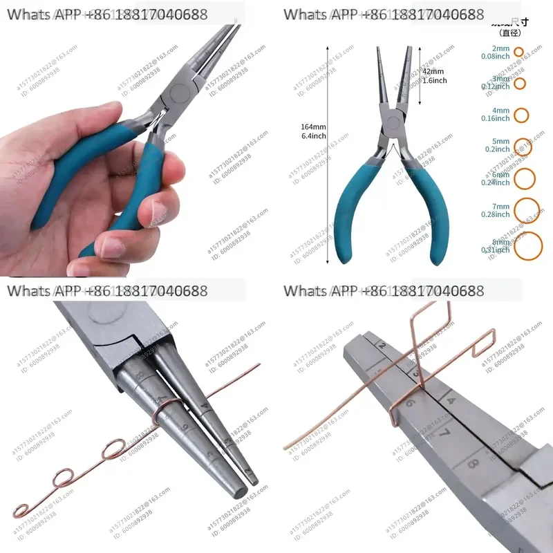 6 Inch Double Round Double Square Winding Pliers for Jewelry Making Graduated Manual Multi-Functional Round Nozzle Pliers
