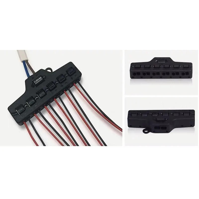6 Ports Out Line Splitter Quick Connect Low Voltage Wire Splitter Distribution Block For Lighting Led Strip Connection Terminal