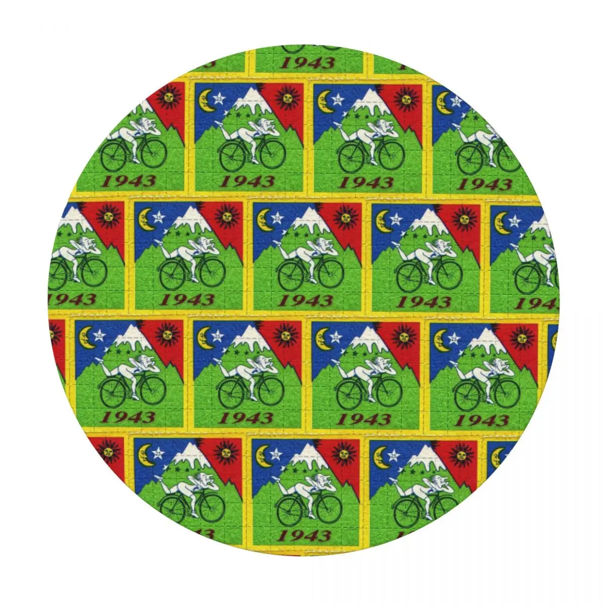 Bicycle Day Lsd Blotter Art Tab Waterproof Round Tablecloth Oilproof Table Cloth for Kitchen Events Dining Table Cover