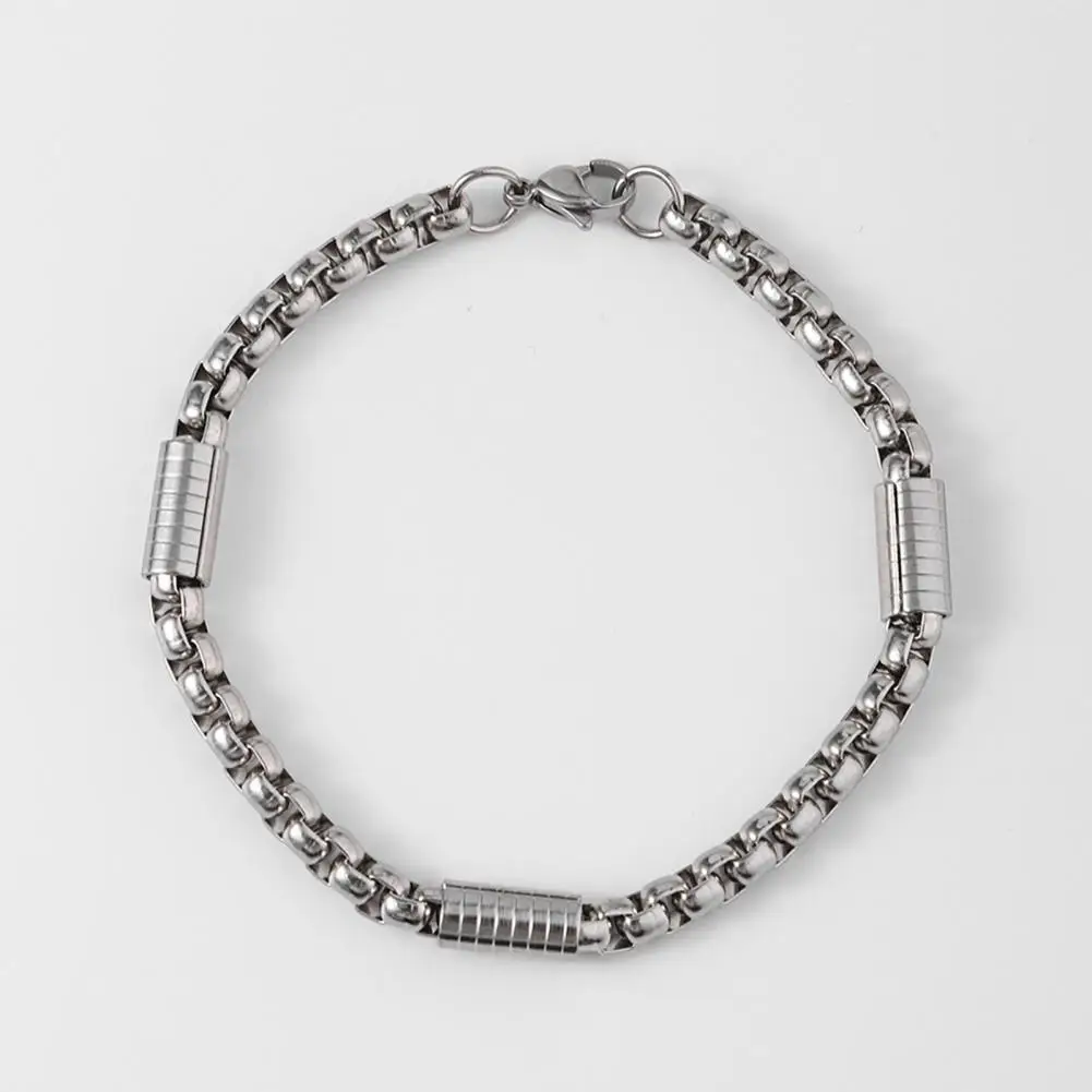 Chain Jewelry Men's Thick Hollow Chain Bracelet with Lobster Clasp Polished Stainless Steel Punk Jewelry Twisted Street Club