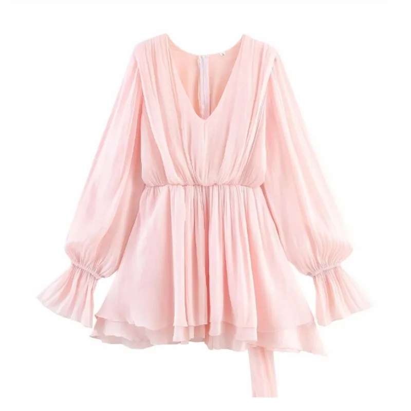 

Cross Border European American Women's Clothing AliExpress Hot Item Pure Desire Wind Waist Collection Irregular Hem Dress+shorts