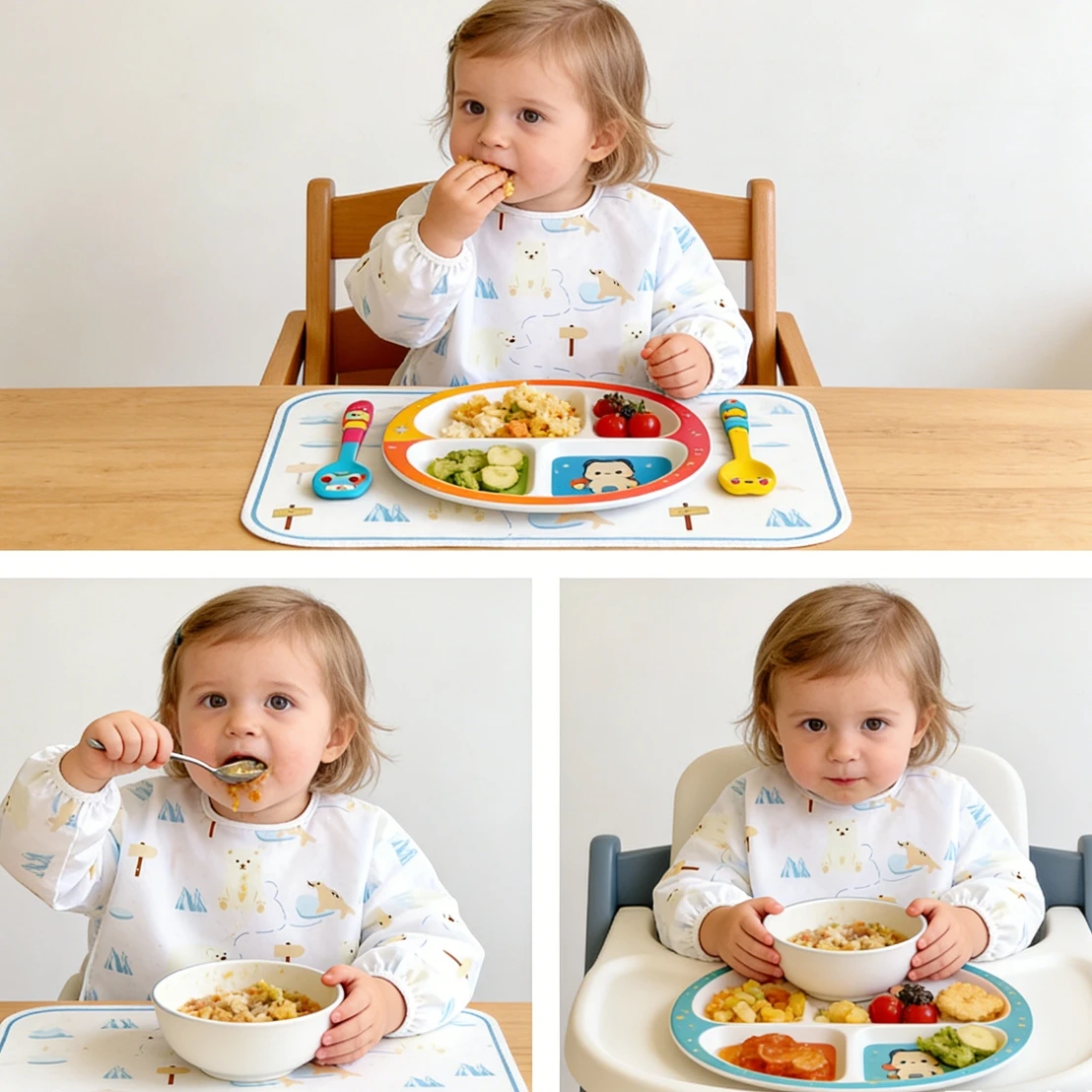 2pcs Waterproof Full Sleeve Baby Bibs Children Apron Long Sleeve Feeding Smock Kids Eating Breastplate Infant Scarf Clothing image 4