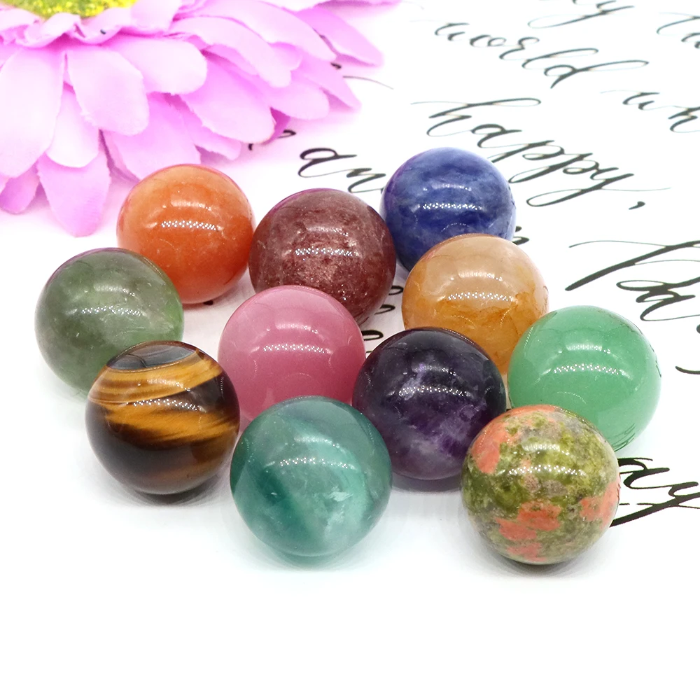 20MM Natural Stone Balls Healing Crystal Beads Reiki Wicca Chakra Gemstone Spheres Energy Rock Mineral Massage Globes Home Decor