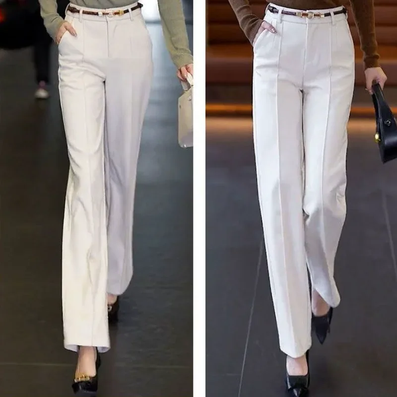 Straight Leg Work White Baggy Loose Tailoring Clothes High Waist Office Female Pants Trousers for Women Aesthetic All Medium 90s