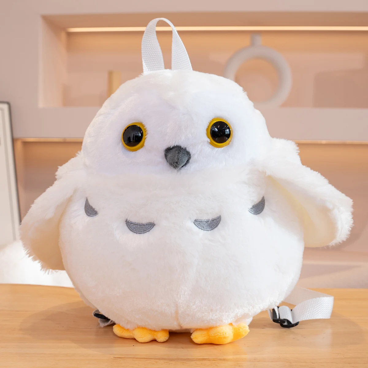 حقيبة ظهر على شكل بومة سحرية بيضاء إبداعية ناعمة ولطيفة، حقيبة كتف مزدوجة من القطيفة للأطفال، حقيبة ما قبل المدرسة للأطفال، ديكور منزلي