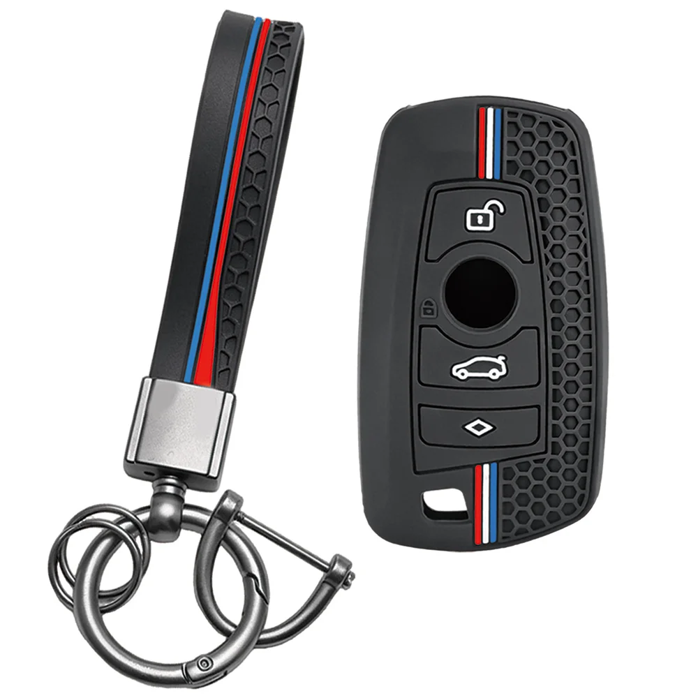 For BMW 1 2 3 4 5 6 7 Series X1 X2 X3 X4 X5 Silicone Smart Key Shell With Wrist Strap And Key Ring