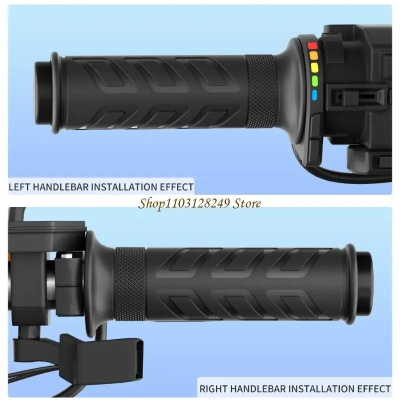 N5KD 12V Motorcycle Grip Heating Set with Dedicated Thumb-Area Heat, 5 Selectable Levels, Color Indicators, and Saved Setting