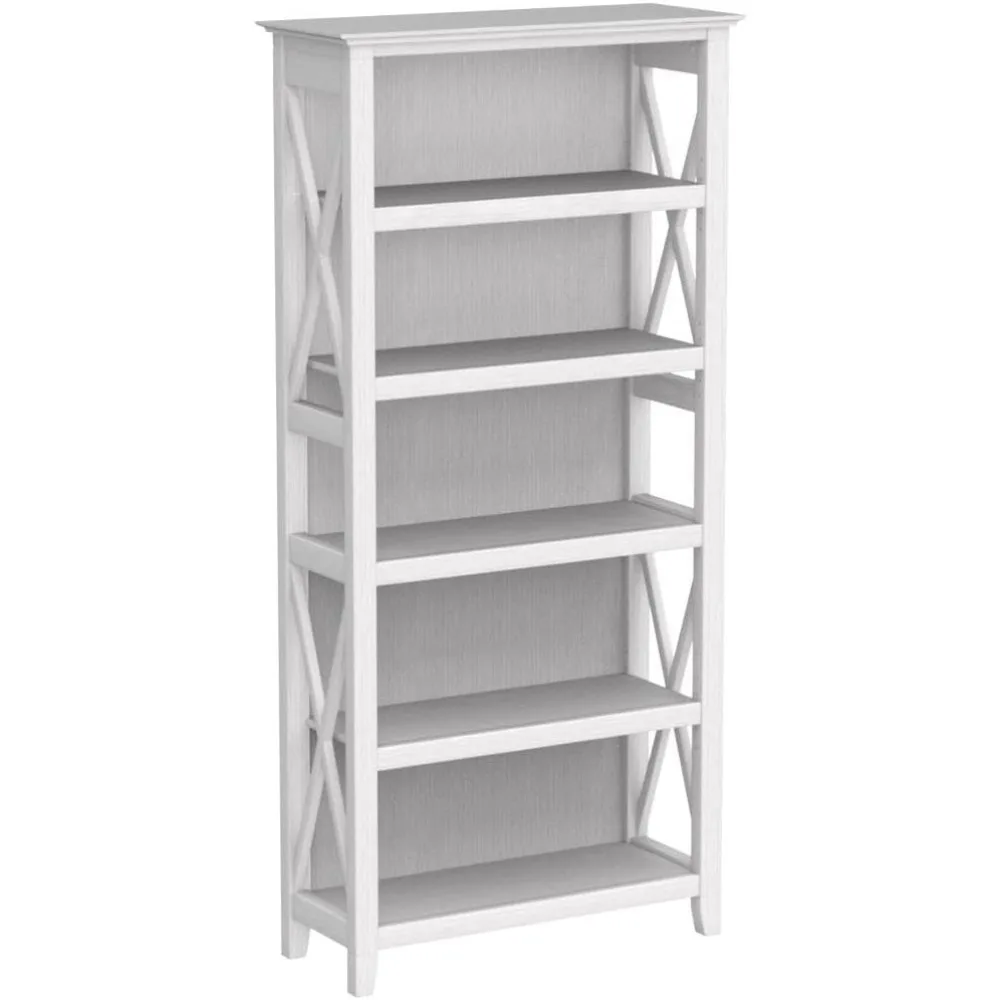 5 Shelf Bookcase - Set of 2 | Tall Bookshelves in| Sturdy Display Shelves for Library, Living Room, and Home Office