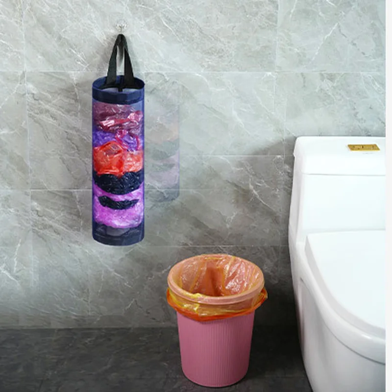 Hause Lebensmittel Tasche Halter Wand Halterung Kunststoff Tasche Halter Spender Hängende Lagerung Müll Müll Tasche Küche Müll Organizer – Detail 25