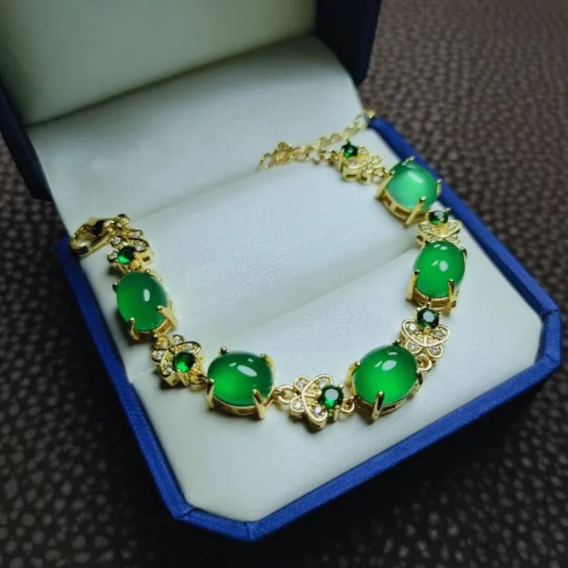 Natural Ice Color Chalcedony Inlaid Bracelet, New Difficult Women's Bracelet for Friends, Versatile Bracelet. view 5