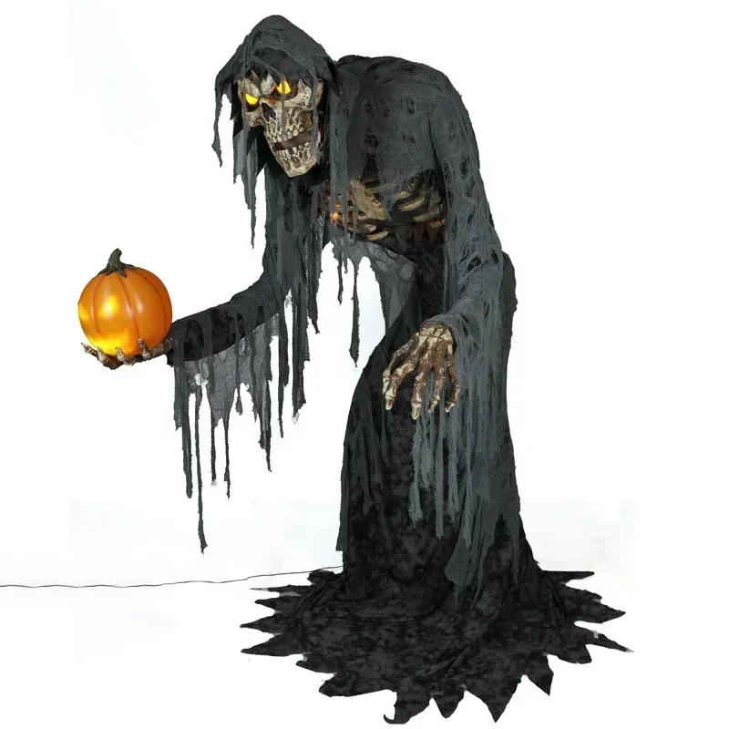 

Halloween new skeleton man with pumpkin electric ghost prop ornament