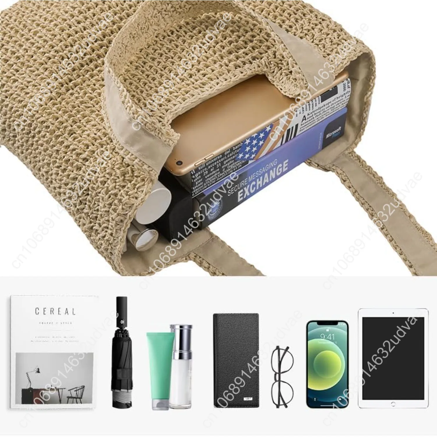 Straw Beach Tote Bag: Large Summer Boho Woven Bags - Rattan Handmade Shoulder Handbags for Women