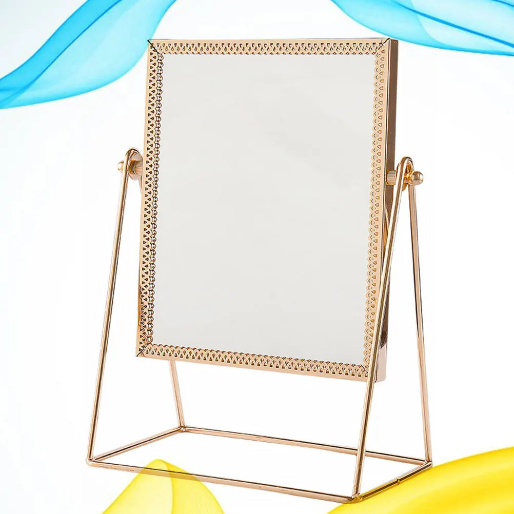 

1pc Desktop Makeup Mirror Square Flower Lace Mirror Decorative Mirror for Home (Random Color）
