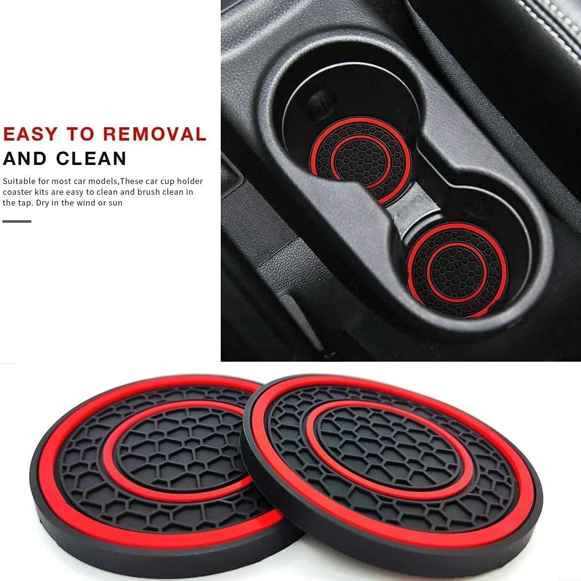 Car Coasters For Cup Holders Non-Slip Design Waterproof PVC Coaster Universal Automotive Cup Mat Car Interior Accessories