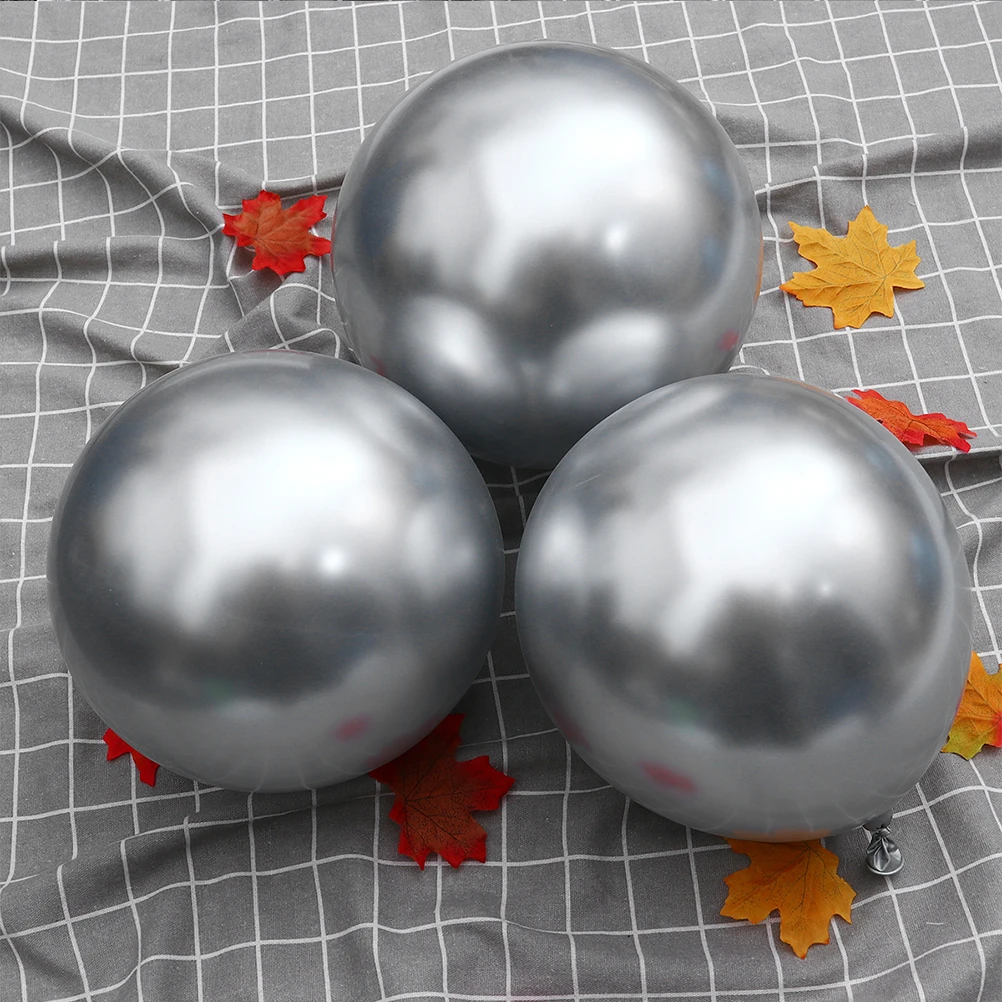 

100Pcs Metallic Latex Balloons 10 Inches Strong Party Decoration for Wedding Birthday Baby Shower Silver Latex Balloon