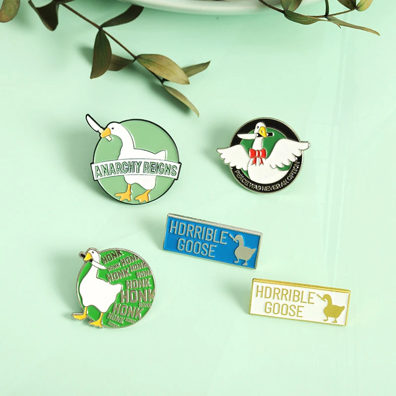 Pin Clothes Accessories Lapel Pins Creative Cartoon Cute Big White Goose Shape Paint Alloy