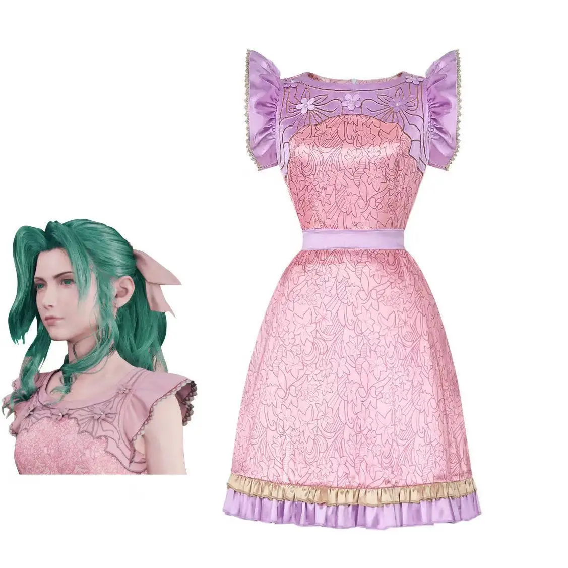 

cosplay anime Final Fantasy 7 Remake Aerith Pink Dress Cosplay Costume Set
