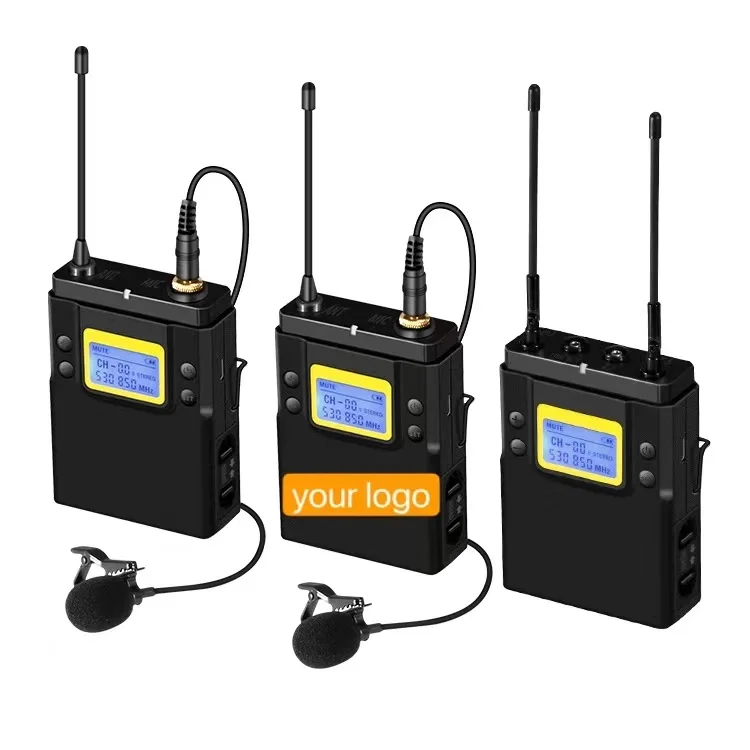 Professional UHF Dual Wireless Lavalier Lapel Microphone System DSLR Camera Recording, Presentation, Interviewing