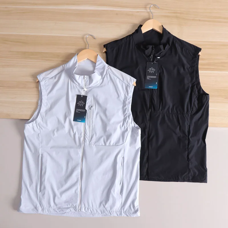 

Men's Outdoor High Elastici Qui Dry Breathable Water Resistant Summer Sport Vest Stand Collar Sun Protection Jaet