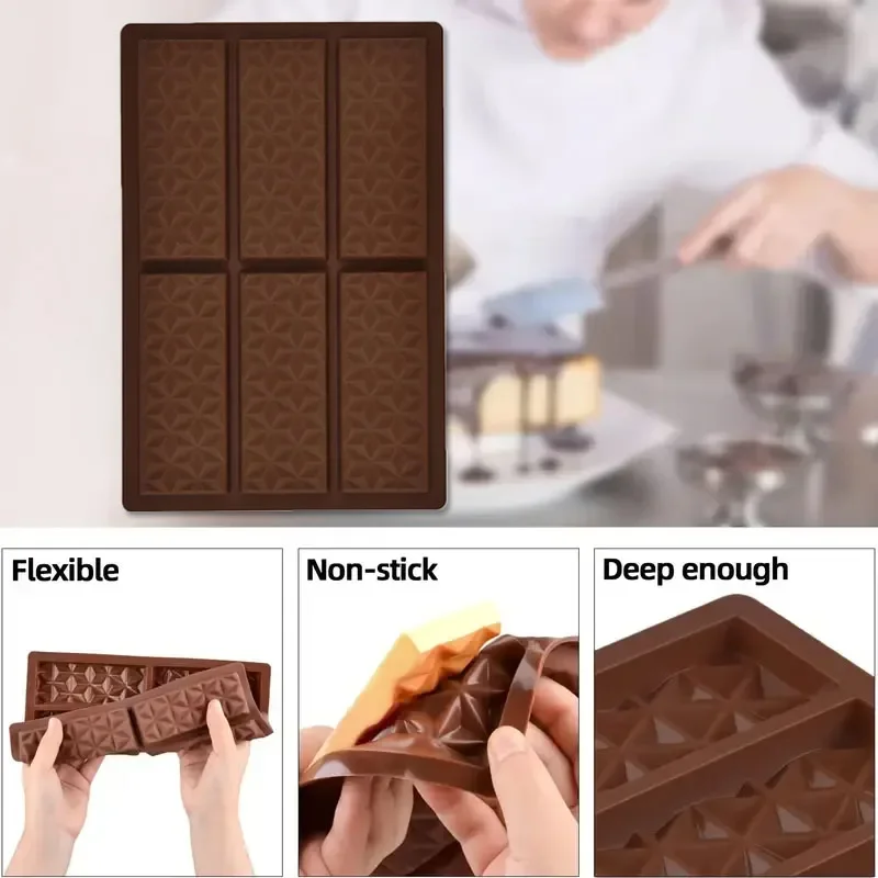 Chocolate Bar Molds Silicone Bars Break Apart Wax Melt Mould Easy Release Rectangle Durable for Protein and Energy Handmade Gift