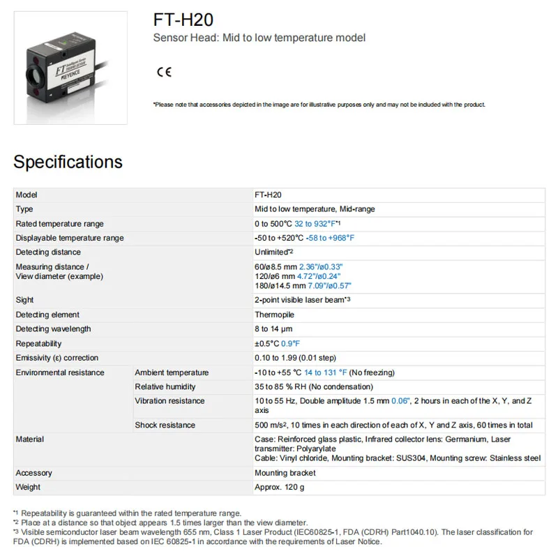 FT-H20 KEYENCE Medium and low temperature digital infrared temperature sensor, Welcome to Consult.