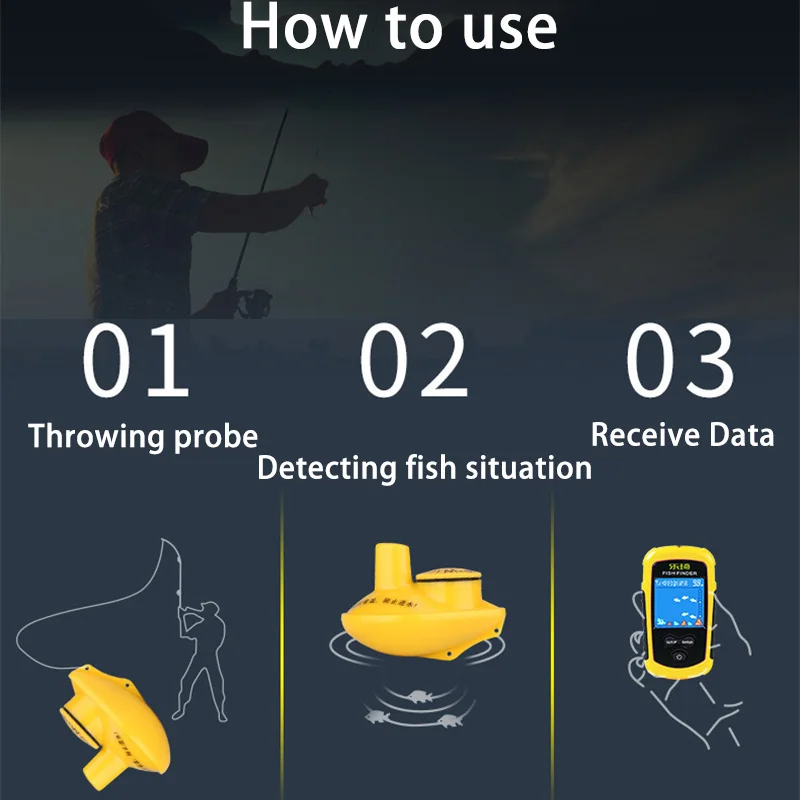 Wireless Sonar Fishing Detector Color Screen Depth 40M Distance 100M Fish Finder River Sea Pool Lake Protable Fishing Tool