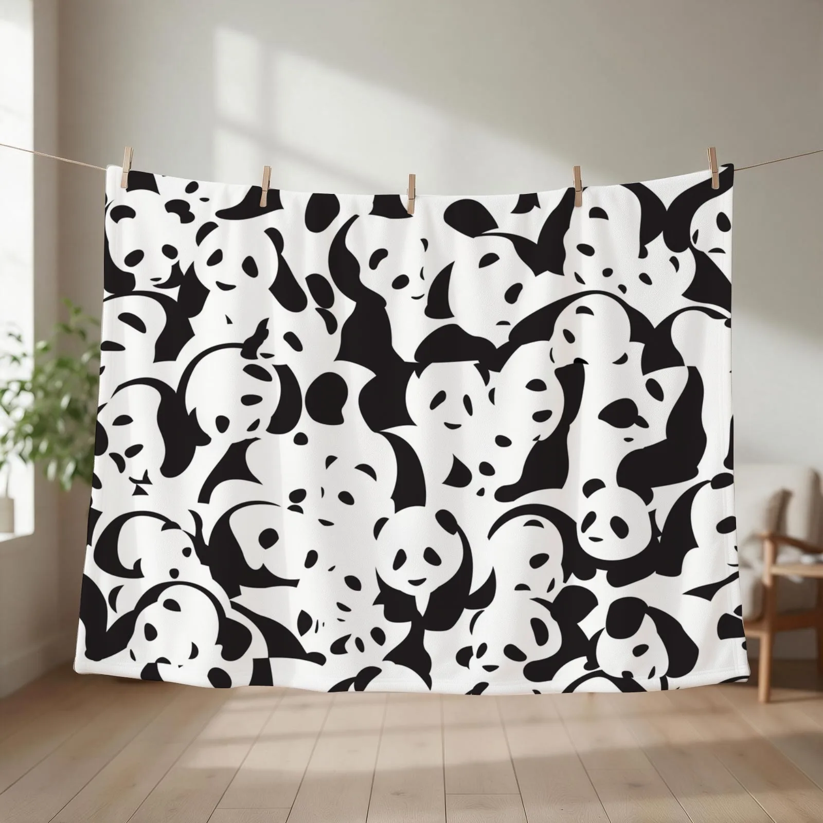 Panda Panda seamless pattern Throw Blanket couch cozy soft plush fuzzy picnic outdoor blanket