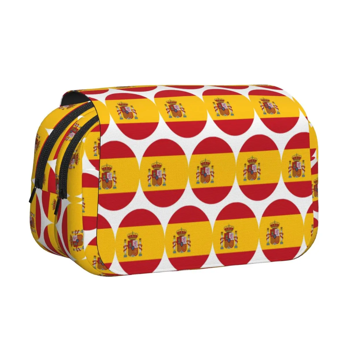 Spain Spanish Flag Round Pencil Cases Pencil Pouch Hard Shell Leather Large Storage Pen Box Pencil Bag for Students Gifts