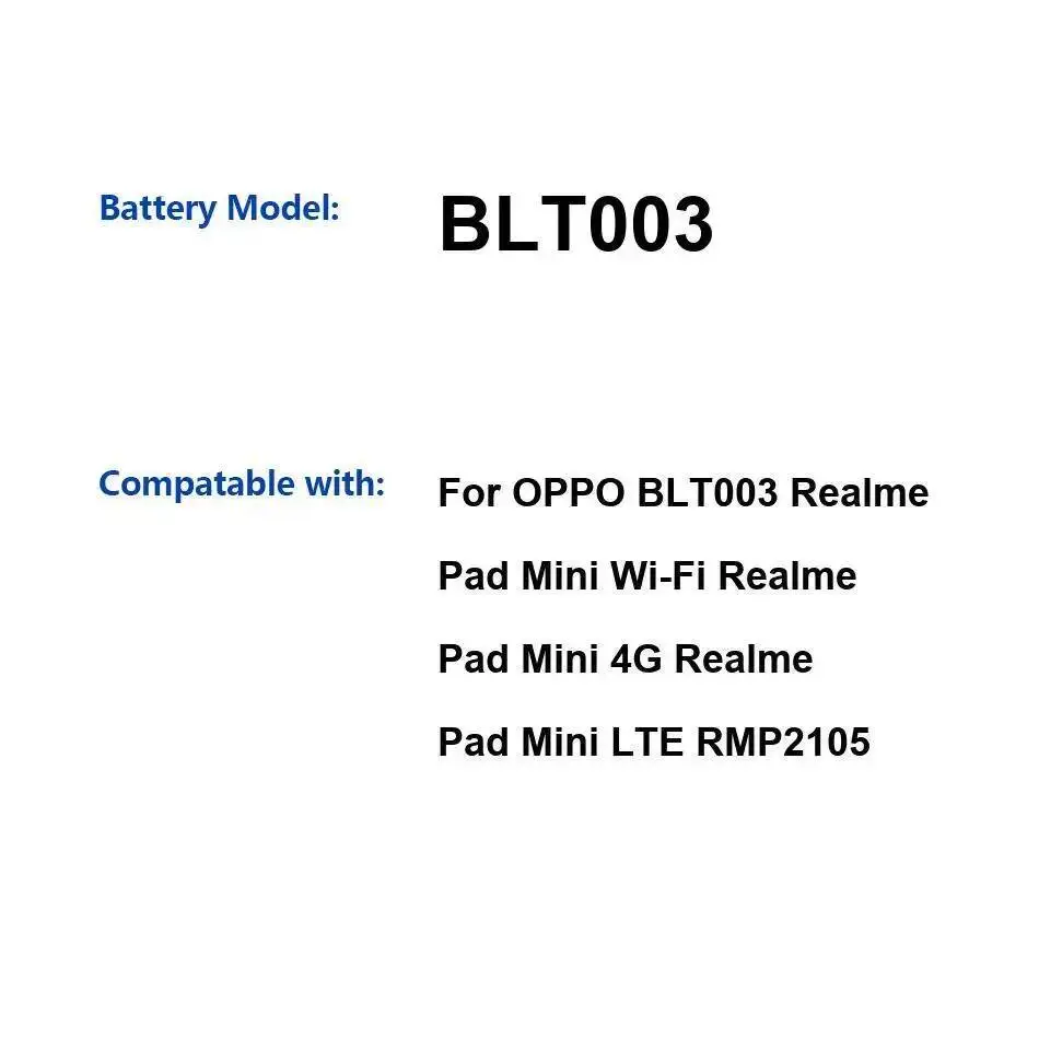 

6260Mah BLT003 Tablet Battery For Oppo Realme Pad Mini RMP2105 Durable