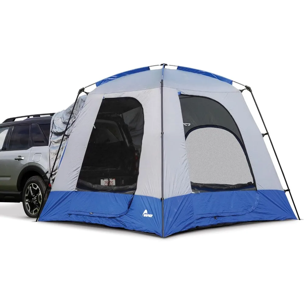 Sportz SUV Tent 9'x9' Waterproof Camping Tent with Universal Vehicle Sleeve and Awning 5 Person Blue/Grey Car Tent