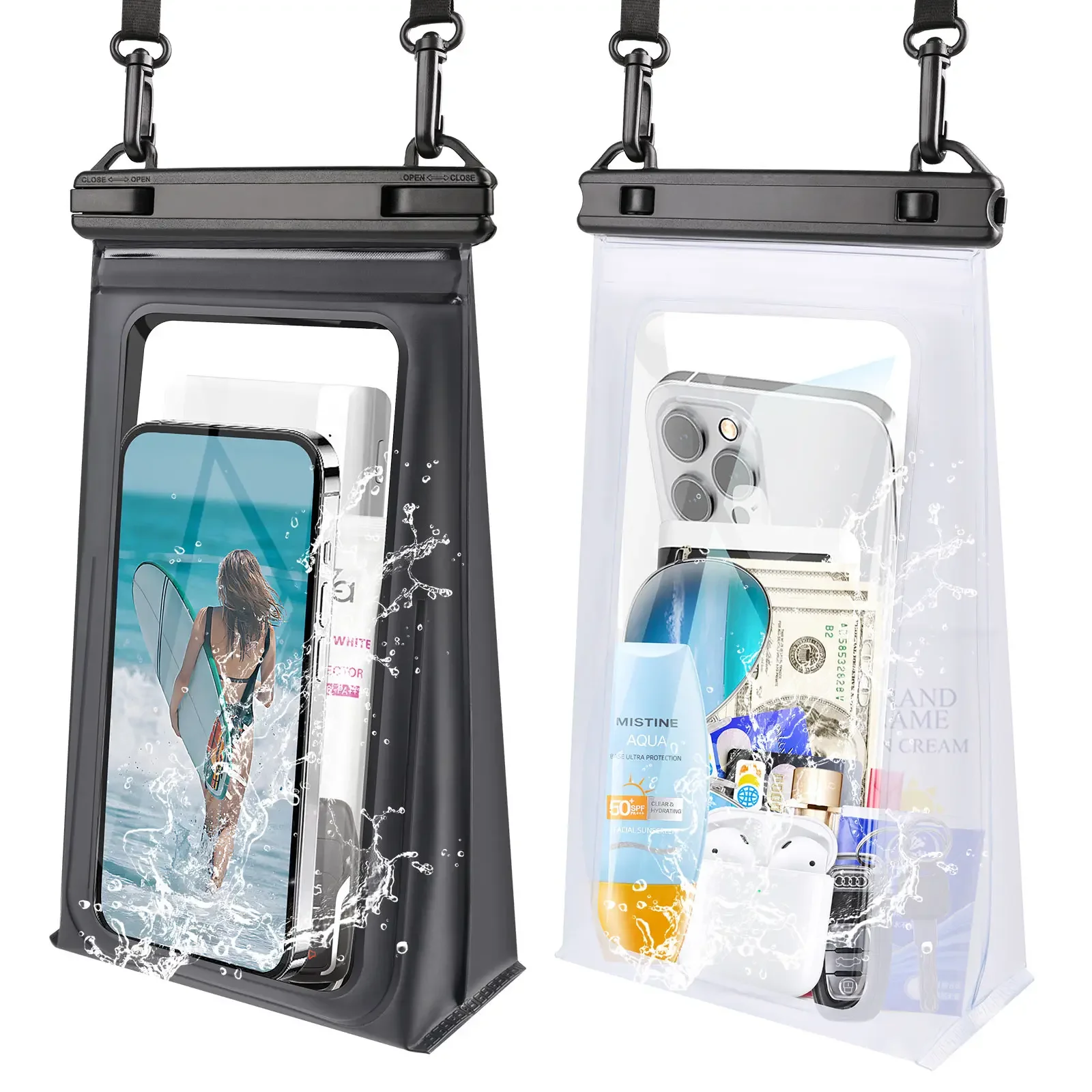 HAISSKY Stereoskopische wasserdichte Handytaschen für iPhone 17 16 15 14 13 Pro Max 16 Plus 16E Crossbody Travel Swimming Clear Pouch